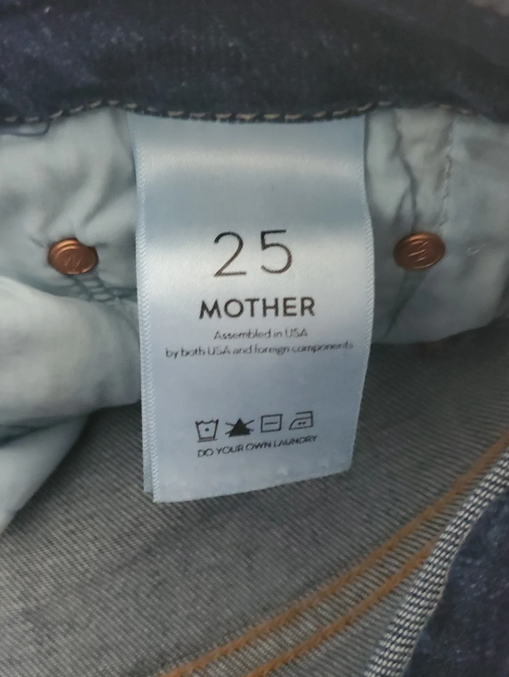 Mother High Waisted Looker Crop Pardon My French Blue Soft Stretch Jeans Sz25